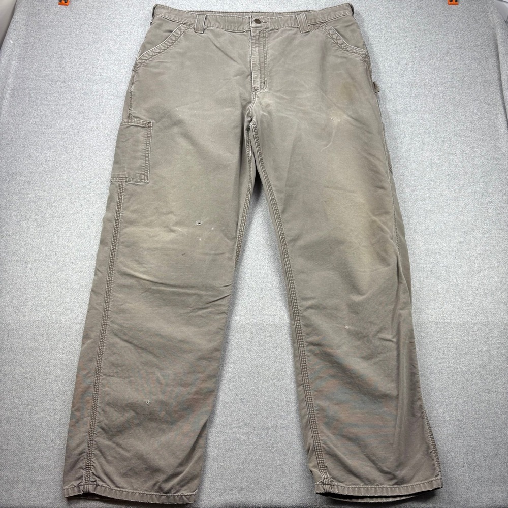 Carhartt Pants Men 40x31 Actual Brown B151 Dungaree Fit Canvas Carpenter Utility